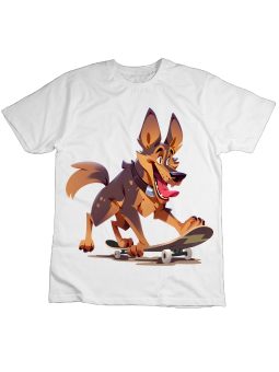 Koszulka Koszulka Dziecięca Psiak na Deskorolce Biała - Śmieszne T-Shirty z Nadrukami ?