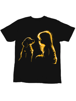 Koszulka Koszulka Dziecięca Dziecko z Pieskiem Czarna - Śmieszne T-Shirty z Nadrukami ?