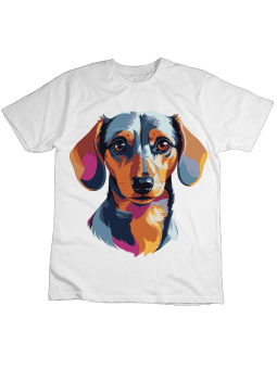 Koszulka Koszulka Dziecięca Portret Jamnika Biała - Śmieszne T-Shirty z Nadrukami ?