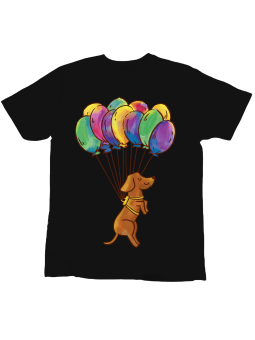 Koszulka Koszulka Dziecięca Jamnik z Balonami Czarna - Śmieszne T-Shirty z Nadrukami ?