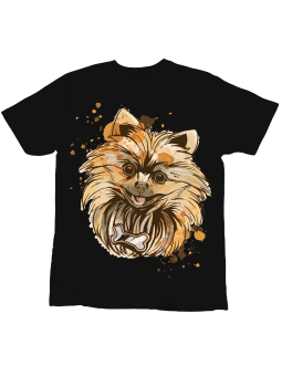 Koszulka Koszulka Dziecięca Pomeranian Watercolor Czarna - Śmieszne T-Shirty z Nadrukami ?