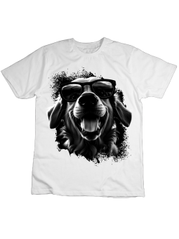 Koszulka Koszulka Dziecięca Golden Retriever w Okularach Biała - Śmieszne T-Shirty z Nadrukami ?