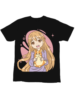 Koszulka Koszulka Dziecięca Anime z Psem Corgi Czarna - Śmieszne T-Shirty z Nadrukami ?