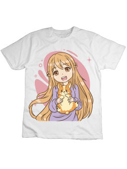 Koszulka Koszulka Dziecięca Anime z Psem Corgi Biała - Śmieszne T-Shirty z Nadrukami ?