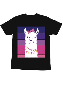 Koszulka Koszulka Dziecięca Lama z Kokardką Czarna - Śmieszne T-Shirty z Nadrukami ?