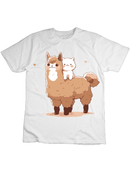 Koszulka Koszulka Dziecięca Lama z Kotkiem Biała - Śmieszne T-Shirty z Nadrukami ?