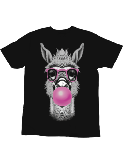 Koszulka Koszulka Dziecięca Lama z Gumą Czarna - Śmieszne T-Shirty z Nadrukami ?