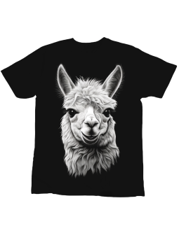 Koszulka Koszulka Dziecięca Realistyczna Lama Czarna - Śmieszne T-Shirty z Nadrukami ?