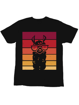 Koszulka Koszulka Dziecięca Retro Lama Czarna - Śmieszne T-Shirty z Nadrukami ?