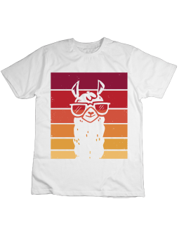 Koszulka Koszulka Dziecięca Retro Lama Biała - Śmieszne T-Shirty z Nadrukami ?