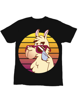 Koszulka Koszulka Dziecięca Lama w Okularach Czarna - Śmieszne T-Shirty z Nadrukami ?