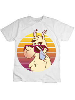 Koszulka Koszulka Dziecięca Lama w Okularach Biała - Śmieszne T-Shirty z Nadrukami ?