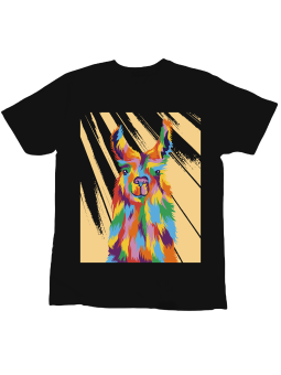 Koszulka Koszulka Dziecięca Kolorowa Lama Czarna - Śmieszne T-Shirty z Nadrukami ?