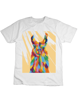 Koszulka Koszulka Dziecięca Kolorowa Lama Biała - Śmieszne T-Shirty z Nadrukami ?