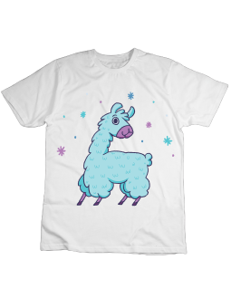 Koszulka Koszulka Dziecięca Niebieska Lama Biała - Śmieszne T-Shirty z Nadrukami ?