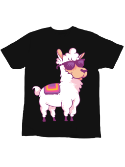 Koszulka Koszulka Dziecięca Cartoon Llama Czarna - Śmieszne T-Shirty z Nadrukami ?