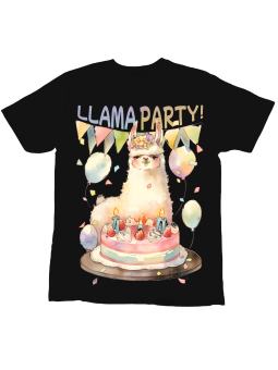 Koszulka Koszulka Dziecięca Llama Party Urodzinowa Czarna - Śmieszne T-Shirty z Nadrukami ?