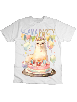 Koszulka Koszulka Dziecięca Llama Party Urodzinowa Biała - Śmieszne T-Shirty z Nadrukami ?