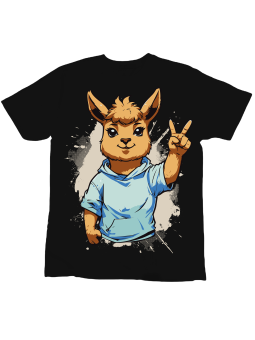 Koszulka Koszulka Dziecięca Lama w Bluzie Czarna - Śmieszne T-Shirty z Nadrukami ?