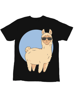 Koszulka Koszulka Dziecięca Lama z Niebieskim Kołem Czarna - Śmieszne T-Shirty z Nadrukami ?