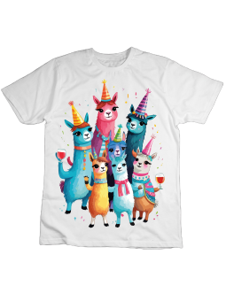 Koszulka Koszulka Dziecięca Lamy Impreza Biała - Śmieszne T-Shirty z Nadrukami ?