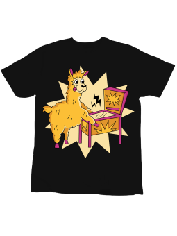 Koszulka Koszulka Dziecięca Lama Pinball Czarna - Śmieszne T-Shirty z Nadrukami ?