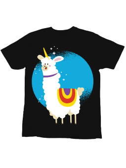 Koszulka Koszulka Dziecięca Lama Jednorożec Czarna - Śmieszne T-Shirty z Nadrukami ?