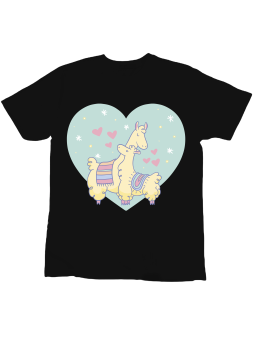 Koszulka Koszulka Dziecięca Dwie Lamy Serca Czarna - Śmieszne T-Shirty z Nadrukami ?