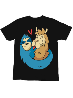 Koszulka Koszulka Dziecięca Lama i Leniwiec Love Czarna - Śmieszne T-Shirty z Nadrukami ?