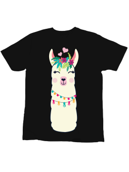 Koszulka Koszulka Dziecięca Biała Lama Czarna - Śmieszne T-Shirty z Nadrukami ?