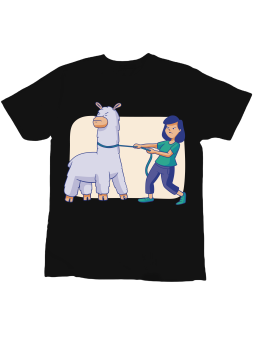 Koszulka Koszulka Dziecięca Uparta Lama Czarna - Śmieszne T-Shirty z Nadrukami ?