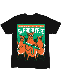 Koszulka Koszulka Dziecięca Alpacalypse Czarna - Śmieszne T-Shirty z Nadrukami ?