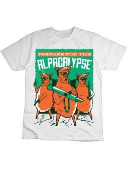 Koszulka Koszulka Dziecięca Alpacalypse Biała - Śmieszne T-Shirty z Nadrukami ?