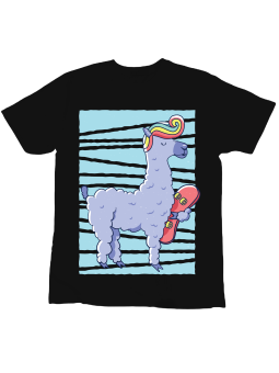 Koszulka Koszulka Dziecięca Lama z Deską Czarna - Śmieszne T-Shirty z Nadrukami ?
