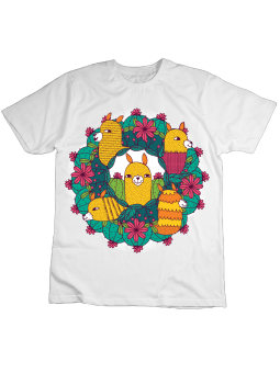 Koszulka Koszulka Dziecięca Lama Wieniec Biała - Śmieszne T-Shirty z Nadrukami ?