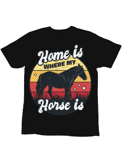 Koszulka Koszulka Dziecięca Mój Dom Tam Gdzie Mój Koń Czarna - Śmieszne T-Shirty z Nadrukami ?