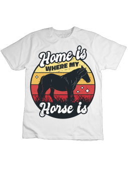 Koszulka Koszulka Dziecięca Mój Dom Tam Gdzie Mój Koń Biała - Śmieszne T-Shirty z Nadrukami ?