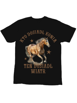 Koszulka Koszulka Dziecięca Kto Dosiadł Konia Czarna - Śmieszne T-Shirty z Nadrukami ?
