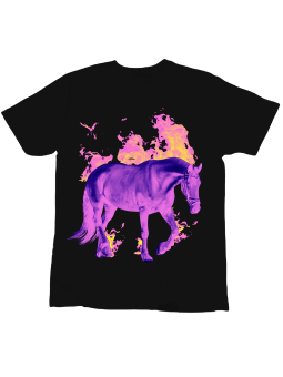 Koszulka Koszulka Dziecięca Koń w Płomieniach Czarna - Śmieszne T-Shirty z Nadrukami ?