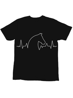 Koszulka Koszulka Dziecięca Koń HeartBeat Czarna - Śmieszne T-Shirty z Nadrukami ?