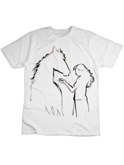 Koszulka Koszulka Dziecięca Dziewczyna z Koniem Biała - Śmieszne T-Shirty z Nadrukami ?