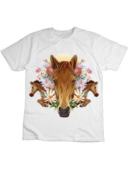 Koszulka Koszulka Dziecięca Floral Horses Biała - Śmieszne T-Shirty z Nadrukami ?