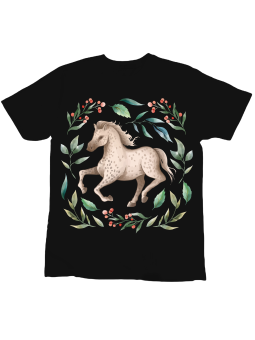 Koszulka Koszulka Dziecięca Konik Wianek Czarna - Śmieszne T-Shirty z Nadrukami ?