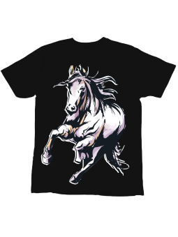 Koszulka Koszulka Dziecięca Koń Tuszem Czarna - Śmieszne T-Shirty z Nadrukami ?