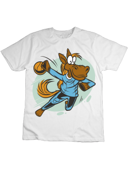 Koszulka Koszulka Dziecięca Koń Grający w Kosza Biała - Śmieszne T-Shirty z Nadrukami ?