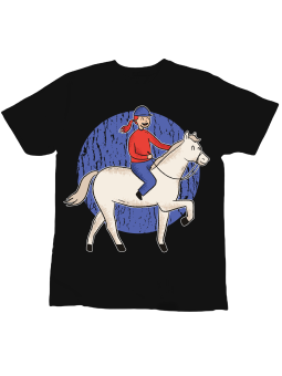 Koszulka Koszulka Dziecięca Jazda Konna Czarna - Śmieszne T-Shirty z Nadrukami ?