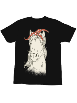 Koszulka Koszulka Dziecięca Koń w Bandanie Czarna - Śmieszne T-Shirty z Nadrukami ?