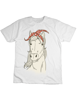 Koszulka Koszulka Dziecięca Koń w Bandanie Biała - Śmieszne T-Shirty z Nadrukami ?