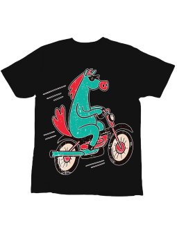 Koszulka Koszulka Dziecięca Koń Na Motorze Czarna - Śmieszne T-Shirty z Nadrukami ?