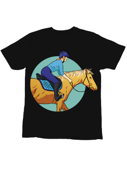 Koszulka Koszulka Dziecięca Horse Riding Czarna - Śmieszne T-Shirty z Nadrukami ?